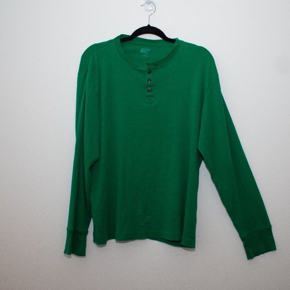 Lands' End Other - Lands End Medium Mens Long Sleeve Green Henley Tee